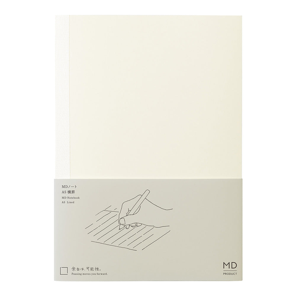 Notebook with minimalistic design and hand illustration on a light beige background