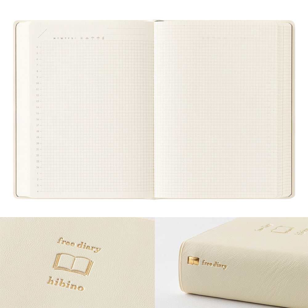 Notebook hibino<A6> Free Diary Ivory