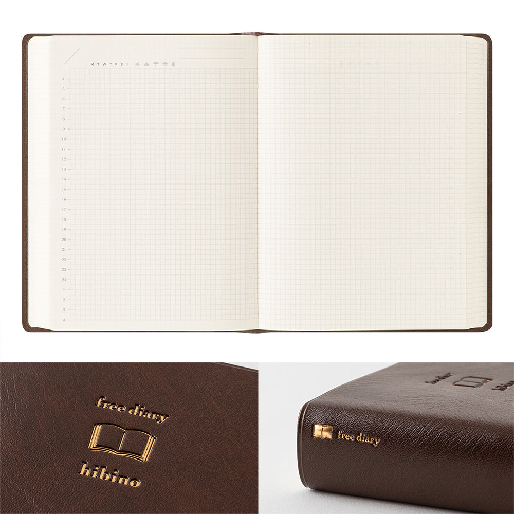 Notebook hibino<A6> Free Diary Brown