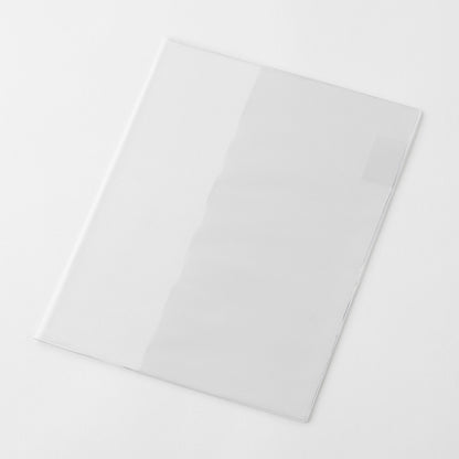 Clear notebook cover on a white background