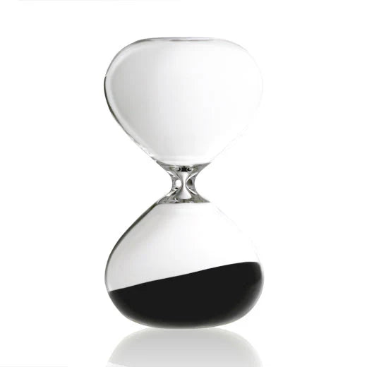 Clear hourglass on a white background