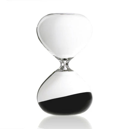 Clear hourglass on a white background