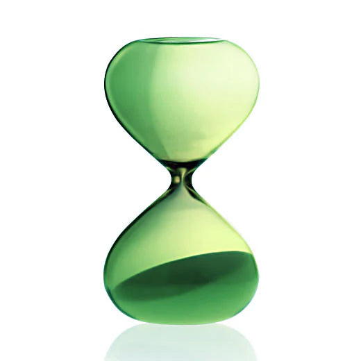 Green hourglass on a white background